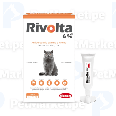 Rivolta 6% 2.6 a 7.5kg Antipulgas y Antiparasitario para Gato