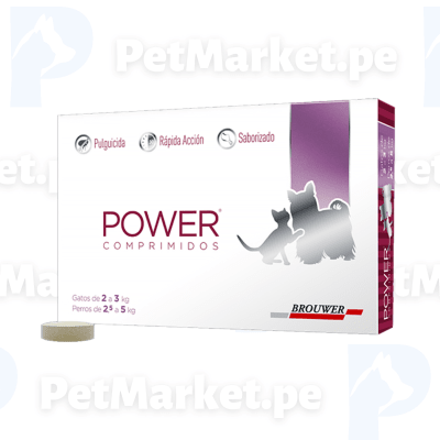 Power comprimidos | Antipulgas | Perro: 2.5 a 5 kg | Gato: 2 a 3 kg | 1 tableta