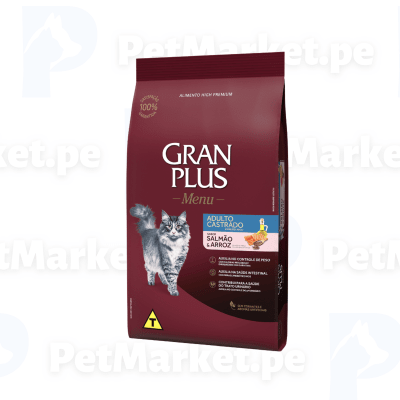Gran Plus Menu Gato Adulto Castrado Salmon y Arroz 10Kg