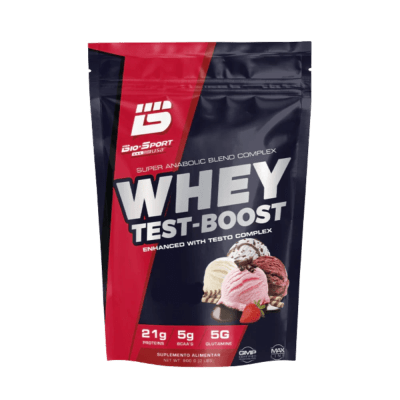 WHEY PROTEIN TEST-BOOST FRUTILLA 900 g/23 SVS BOLSA REFIL