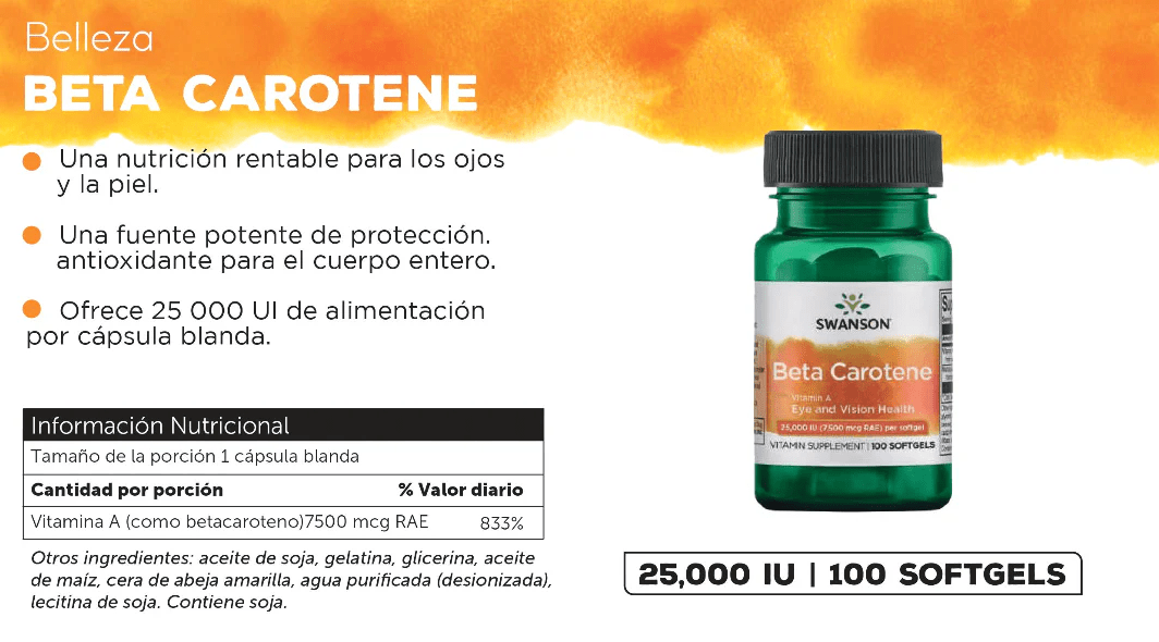 SW BETA CAROTENE 25.000 UI (7.500 MCG RAE) 100 Sgels2