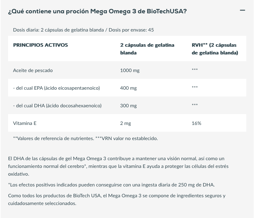 MEGA OMEGA 3 FISH OIL 90 cápsulas/45 srv2