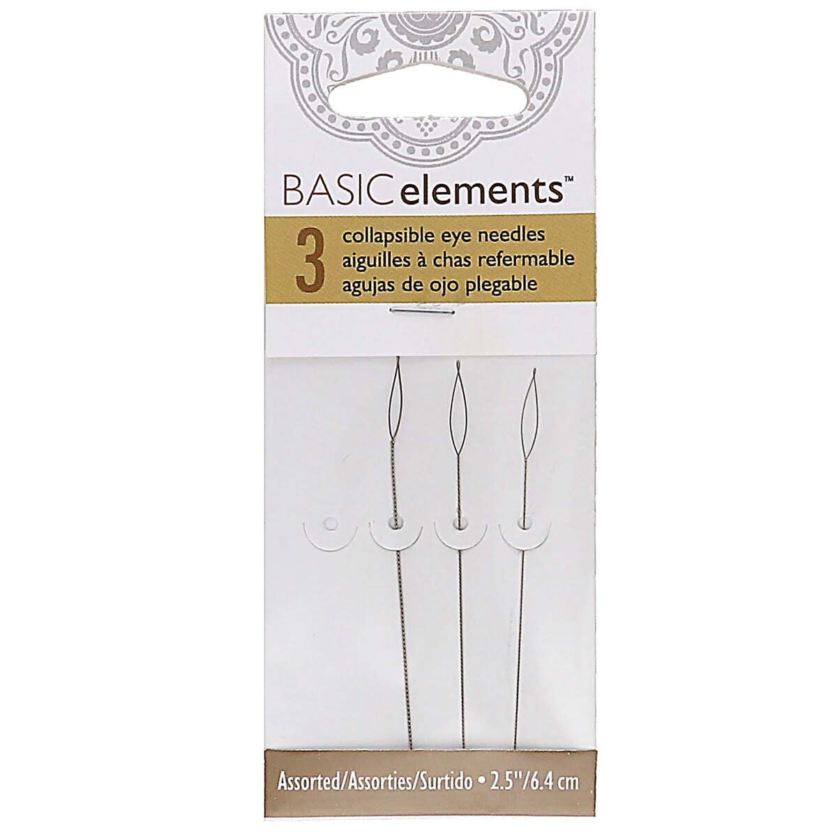 COLLAPSIBLE EYE NEEDLES 3 SZ ASST 2.5IN F M H-3/CD1