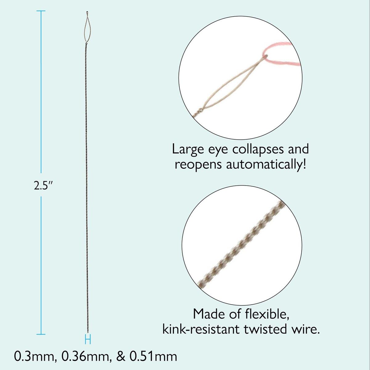 COLLAPSIBLE EYE NEEDLES 3 SZ ASST 2.5IN F M H-3/CD4