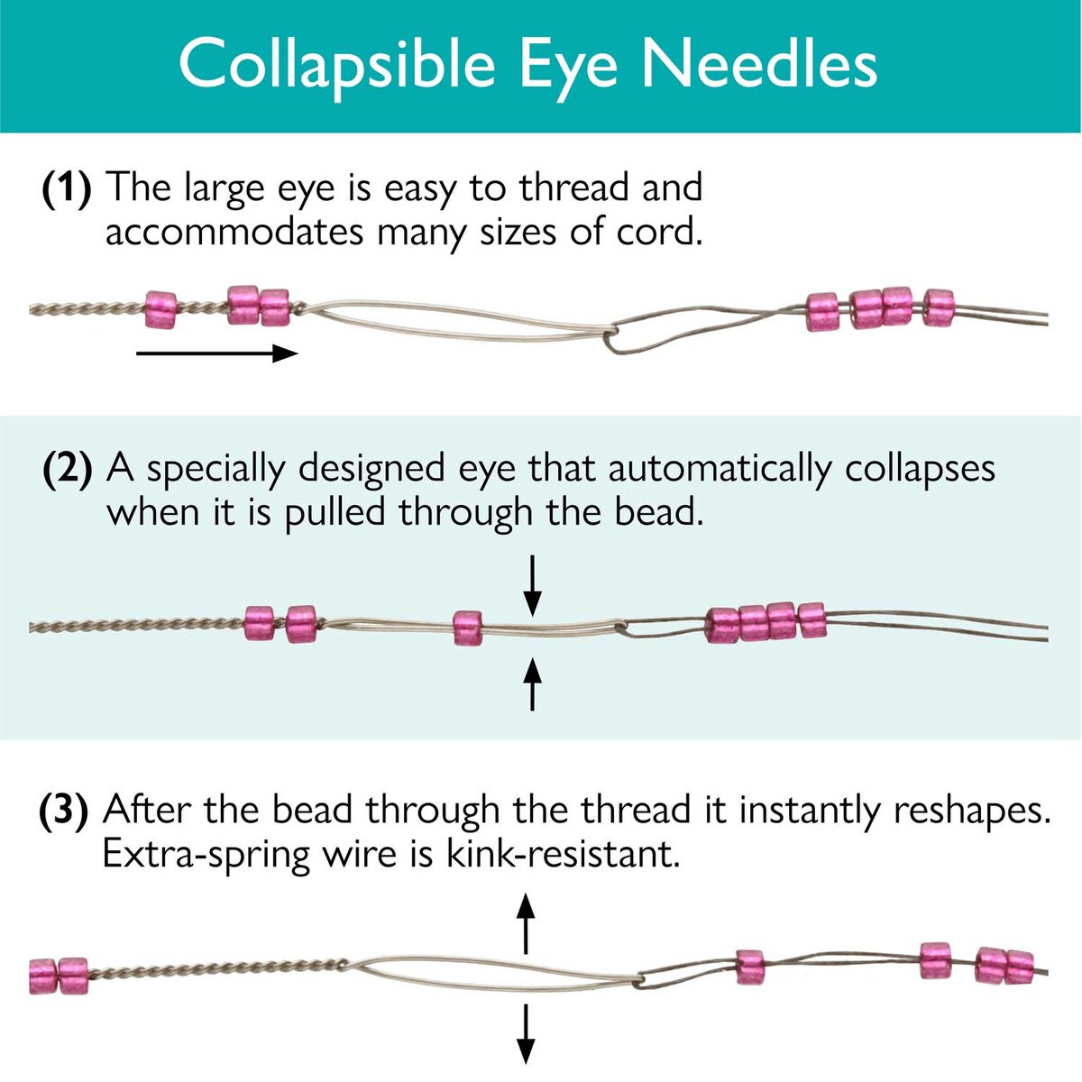COLLAPSIBLE EYE NEEDLES 3 SZ ASST 2.5IN F M H-3/CD3