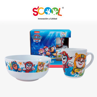 SCOOL SET CERAMICA 2PZ TAZA + BOLO PAW PATROL