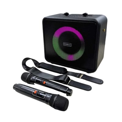 Bocina Karaoke Bluetooth con dos micrófonos RGB Moreka A171