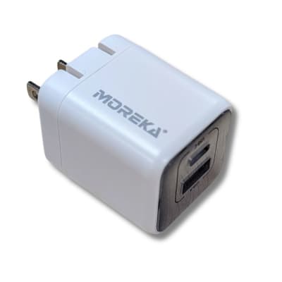 Cubo Cargador 40W 5V- 3A puertos PD20W & QC3.0 20W Clavija plegable Moreka  AC112