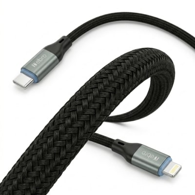 Cable Dato y Carga Nebro WD-301TL Tipo-C a IP Trenzado 1m 3A3