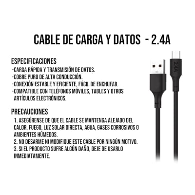 Cable Tipo V8 Micro USB, Moreka CB-35, 2.4 1 M.4
