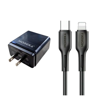 Turbo Cargador 68W 2 puertos C1 22.5W y QC3.0 23W Cable C-IP1