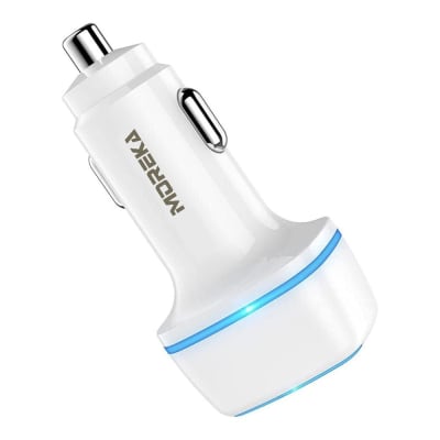 Cargador De Carro 2.4A Moreka CP0011 Plug In Doble puerto USB