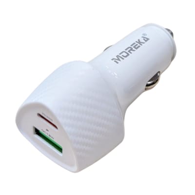 Turbo Cargador De Carro 48W PD30W QC18W Moreka CP0013 Plug In puertos USB y C