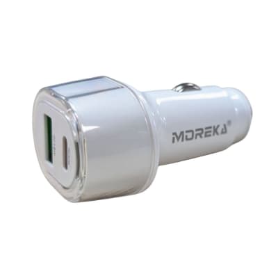 Turbo Cargador De Carro 48W PD30W QC18W Moreka CP0014 Plug In puertos USB y C1