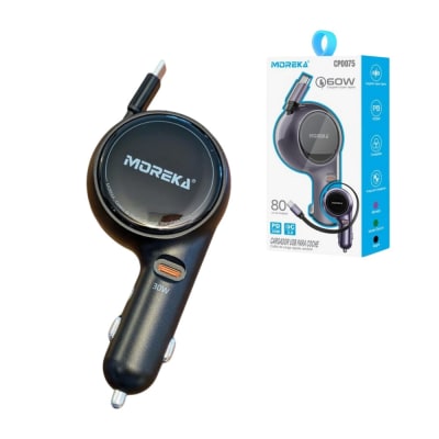 Cargador De Carro retráctil Moreka CP0075 Plug In 60w tipo C 80cm1