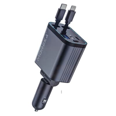Cargador Auto Moreka CP0091 66W Retráctil PD30W IP y C1
