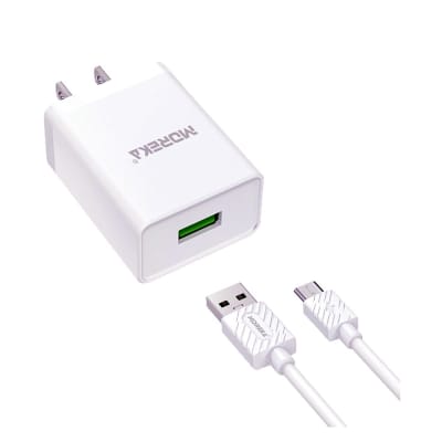 Cargador Moreka MR2610  2.0A Puerto Usb incluye Cable Micro USB V8 1M