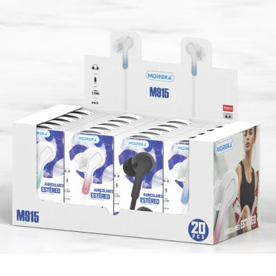 Paquete 20 Audífonos Moreka M-915 Alámbricos Manos Libres3