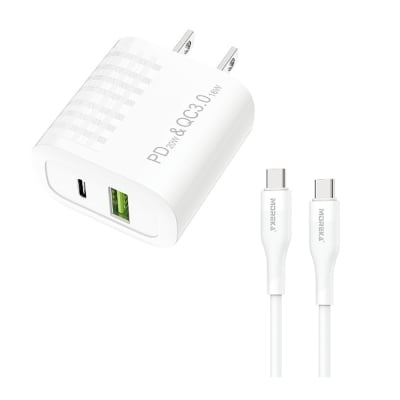 Turbo Cargador 40W Moreka AC108 2 puertos USB y C Cable Tipo C M8
