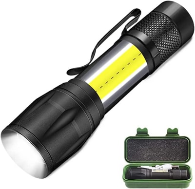 Lampara Táctica Recargable Usb Led 2000l Luz Lateral + Clip Moreka MB-51311