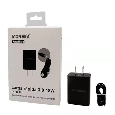 Cargador Micro USB, Moreka 18w, 3.0A cable tipo V86