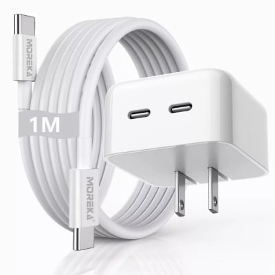 Turbo Cargador 40W Moreka CC22  doble puerto C Cable C 1M