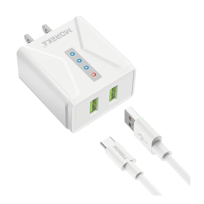 Cargador Moreka N0432 2.4A 2 USB Incluye Cable C 1M8