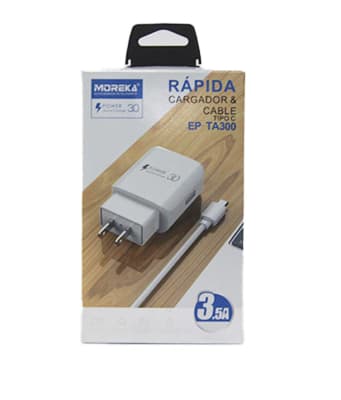 Cargador Moreka EP-TA300,  3.5 A, Cable Tipo C.10
