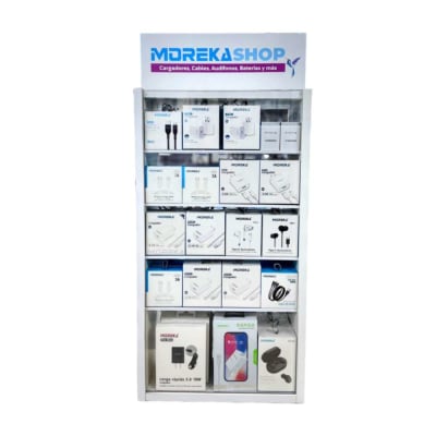 Exhibidor Moreka mod 2200 con 80 accesorios para celulares desarmable1