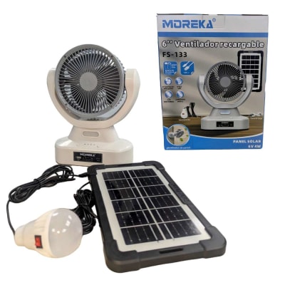 Ventilador Solar Recargable Cargador De Celular Panel Solar