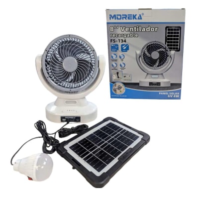 Ventilador solar cargador de celular con panel solar y foco