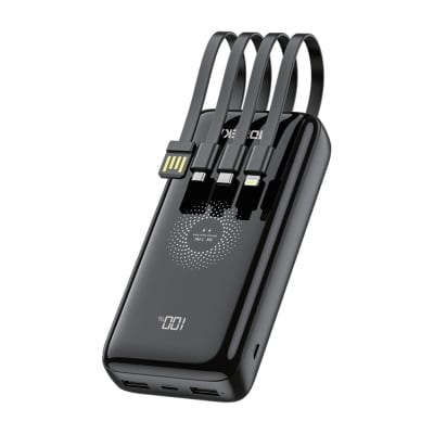 Power bank 20000 mAh con cables Tipo C V8 IP1