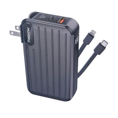 Power Bank Moreka K090 12000 mAh 22.5W cable IP y C clavija plegable1