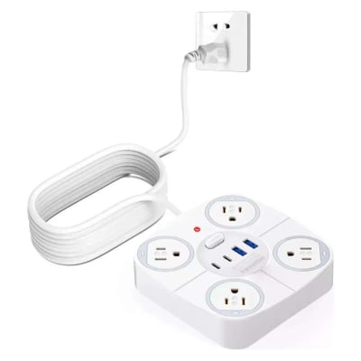 Multicontacto Circular 4 salidas 2 Usb Tipo C cable largo