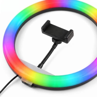 Aro de Luz MJ-30 LED RGB Ajustable 360° para Streaming