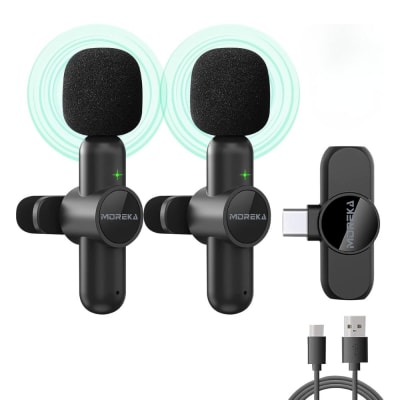 Paquete de 2 micrófonos inalámbricos  reducción de ruido con clip para grabación de vlog Moreka ML-03
