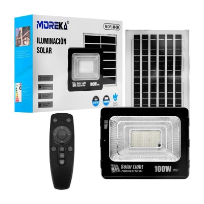 Reflector Solar 100W 6500mAh con Panel solares para intemperie IP67 MOR-100H