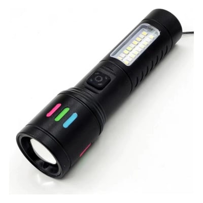 Lampara Táctica Recargable Usb Led COB en Blanco y Rojo de alerta  Moreka MT-0271