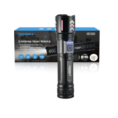 Lampara Táctica Recargable Laser 20W 8800mAh Moreka MT-032