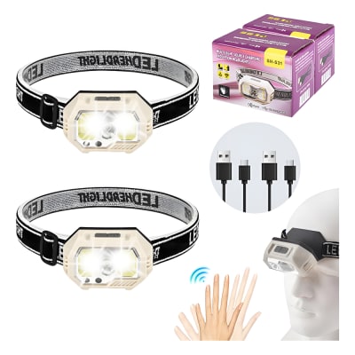 2pcs lámpara cabeza linterna minero recargable impermeable led con sensor de movimiento SH-S31