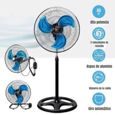Ventilador Pedestal 18 Pulgadas Acero Moreka Dgm-291f 3 Vel