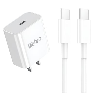 Cargador Nebro VGA-001 + Cable Tipo C 1m Carga Rápida 20W