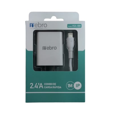 Cargador IP cable tipo IP 1m 2.4A carga rápida Nebro VGA-008