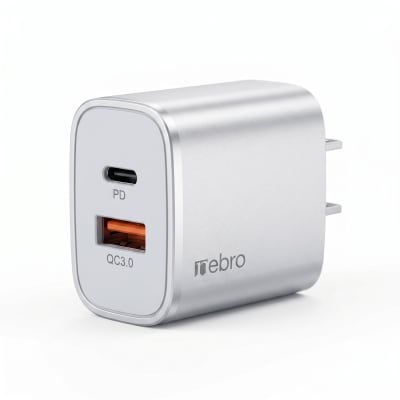 Cargador Doble Puerto Nebro VGA-028 20W PD + QC3.0 USB-C y QC3.0 Carga Rápida Simultánea