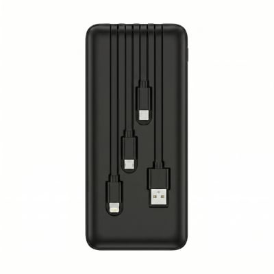 Power Bank Nebro WB-014 10000mAh Batería Portátil con 4 Cables Integrados V8 Tipo-C Lightning y USB Carga Rápida 5V-2A Diseño Compacto y Ligero