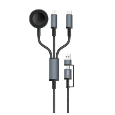 Cable METAL TRENZADO 1.5m Cargador 3 en 1 USB-A + Tipo-C + Lightning + Carga Magnética Nebro WD-318 SALIDA 4.0A1