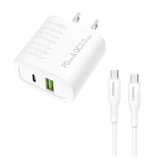 Turbo Cargador 40W Moreka AC108 2 puertos USB y C Cable Tipo C M