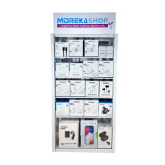 Exhibidor Moreka con 80 accesorios para celulares desarmable