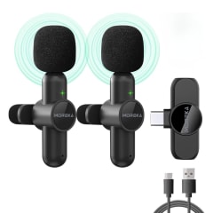 Paquete de 2 micrófonos inalámbricos  reducción de ruido con clip para grabación de vlog Moreka ML-03