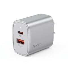 Cargador Doble Puerto Nebro VGA-026 20W PD + QC3.0 USB-C y USB-A Carga Rápida Simultánea